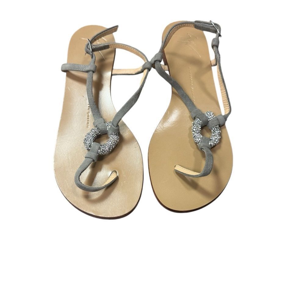 Giuseppe Designer  Italian Gray Suede & Leather Sandals